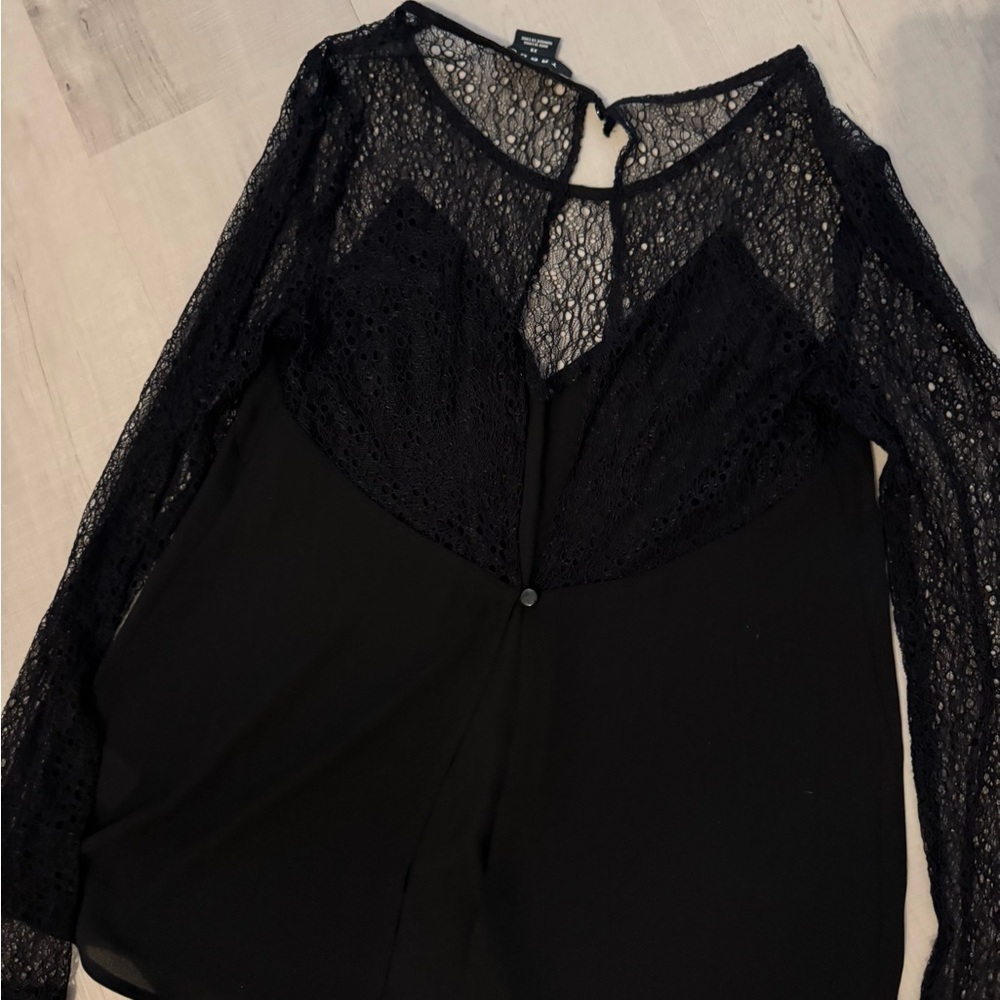 Trouvé Black Long‎ Sleeve Lace Top - XS - Picture 4 of 5